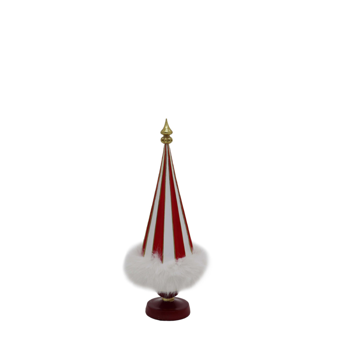 XMAS RED TREE FUR S DECO POLYRESIN WHITE RED GOLD