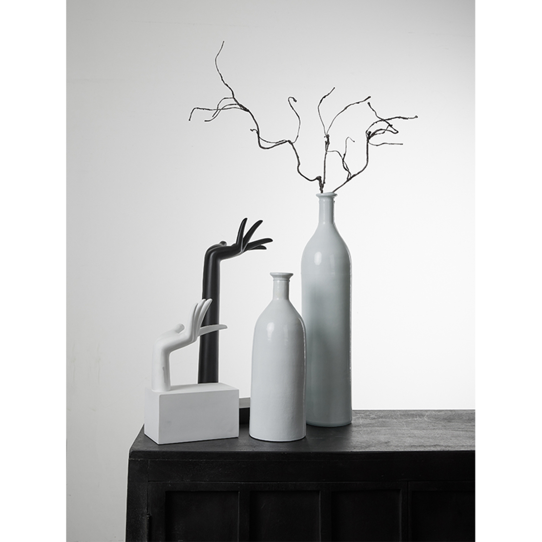 ICE AGE BOTTLE RECYCLED GLASS WHITE D12xH56cm EGY