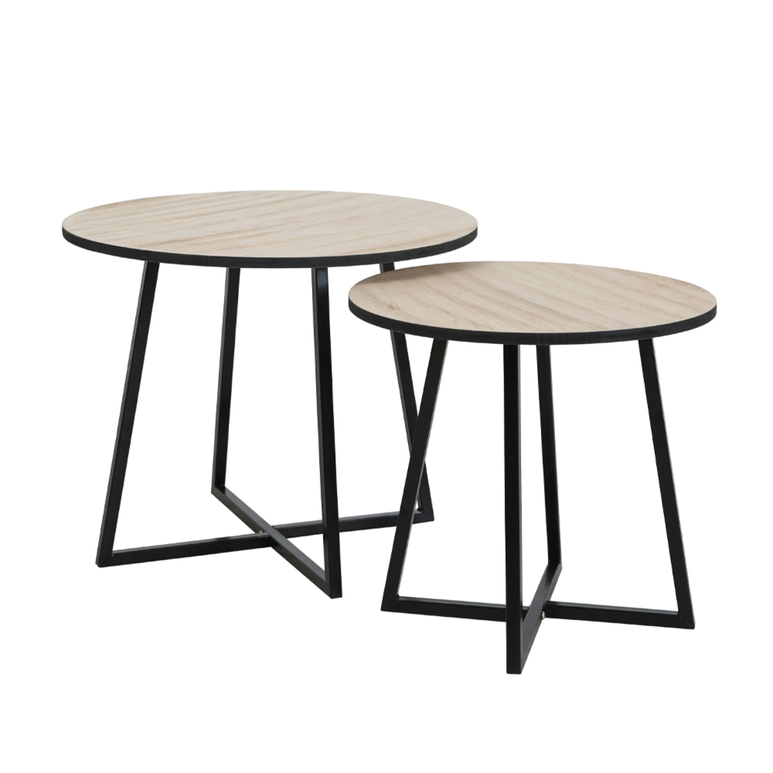 CRUZ SIDE TABLE SET 2PCS METAL NATURAL BLACK 50x50xH40cm E1 PRC