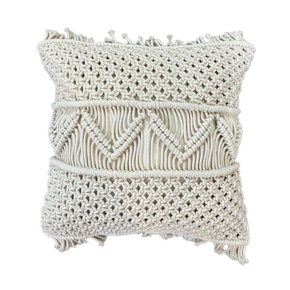KAIA DECOR CUSHION MACRAME COTTON FABRIC IVORY 45x