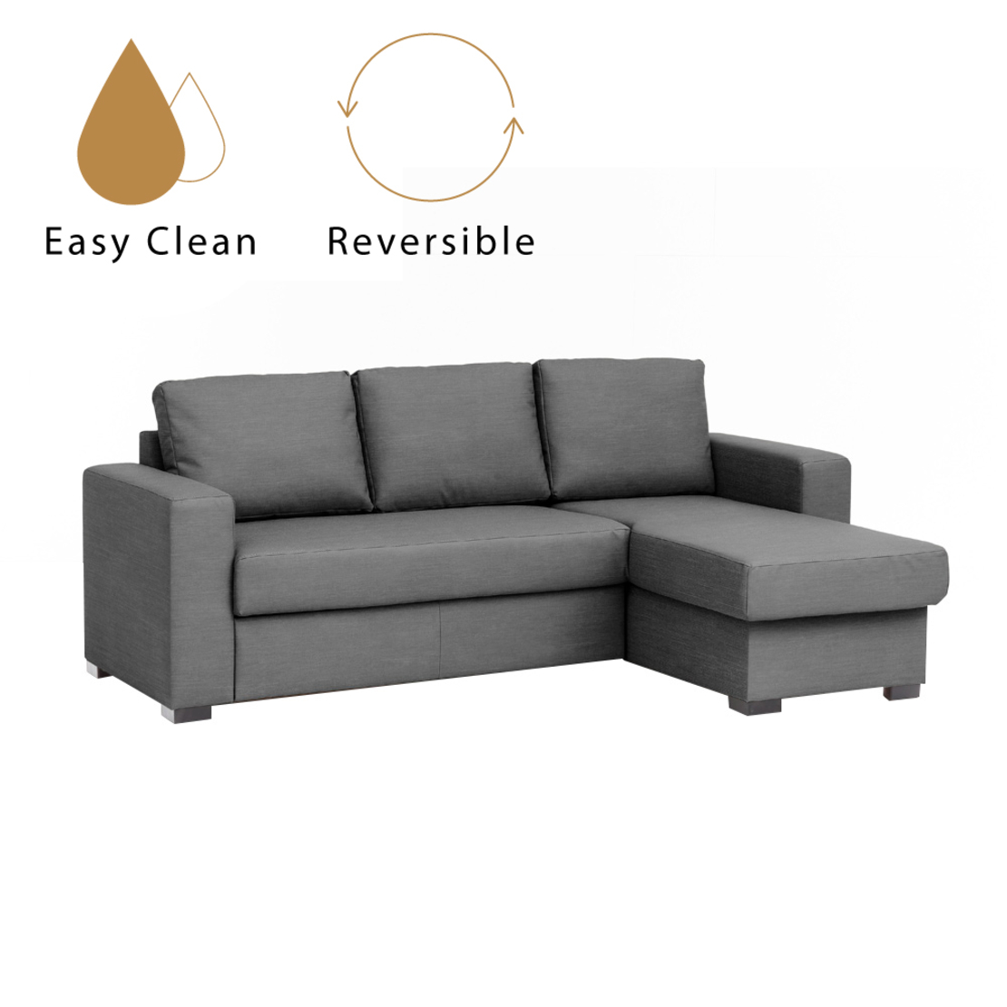 ALDO CRISTIANO SOFA BED REVERSABLE CODE CHENILLE GREY DARK R465 E1 EU
