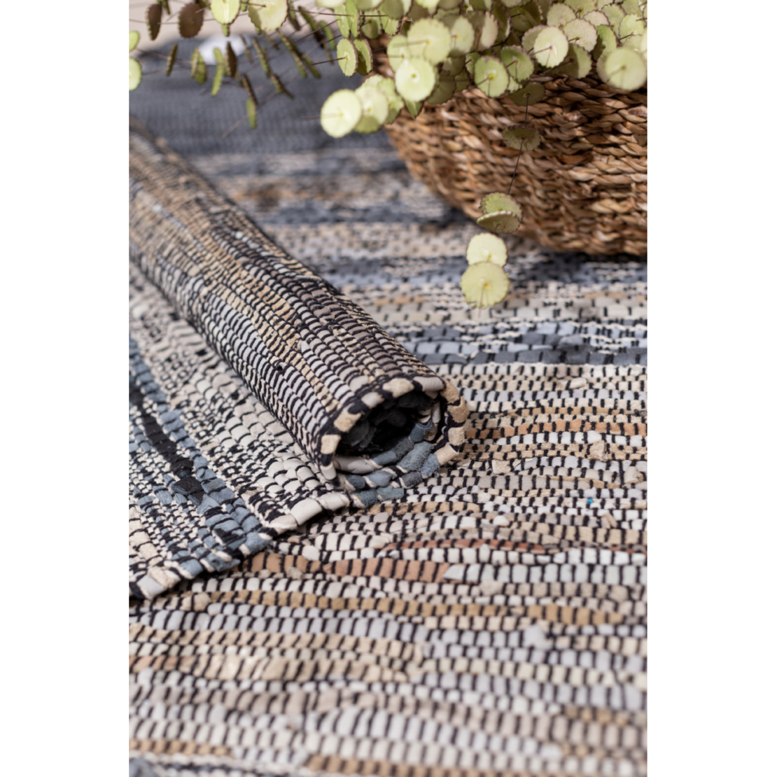 CINDER CARPET LEATHER BEIGE GREY 70x150cm IN