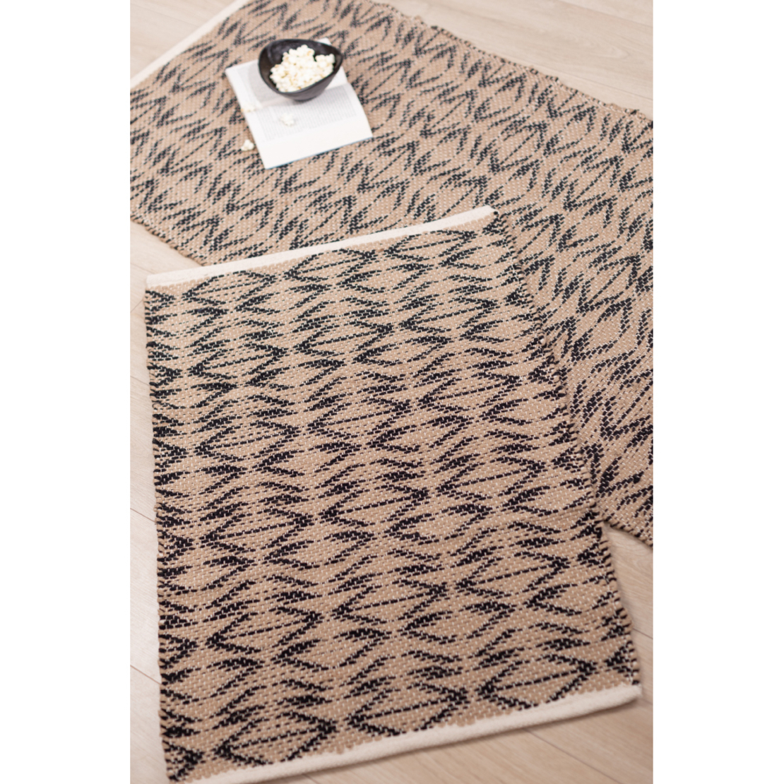 AFRICA CARPET JUTE COTTON BLACK BEIGE 60x90cm IN