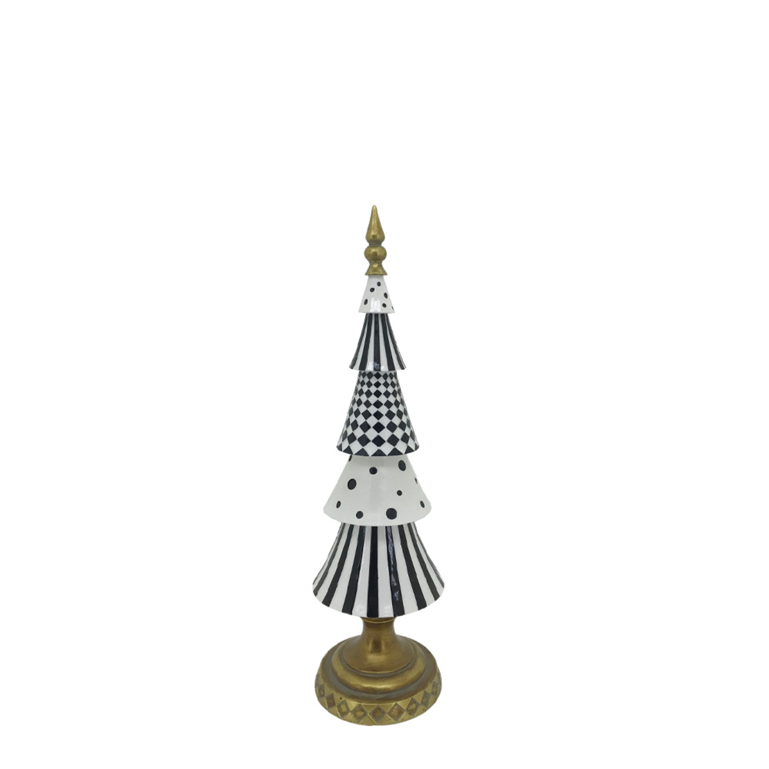 XMAS ABSTRACT TREE S DECO POLYRESIN WHITE BLACK GO