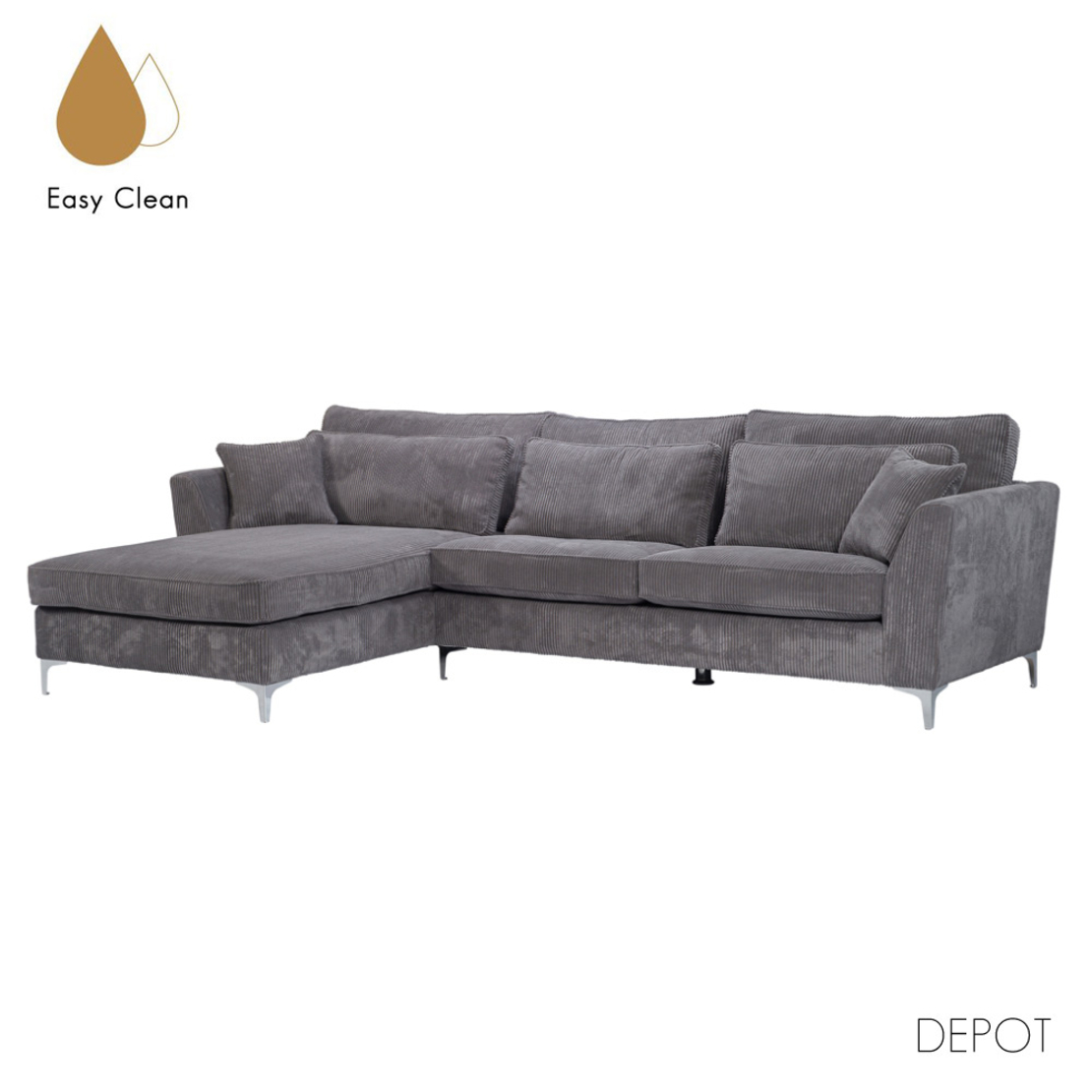 FOREVER SOFA CORNER LEFT EASY CLEAN FABRIC GREY E1 EU