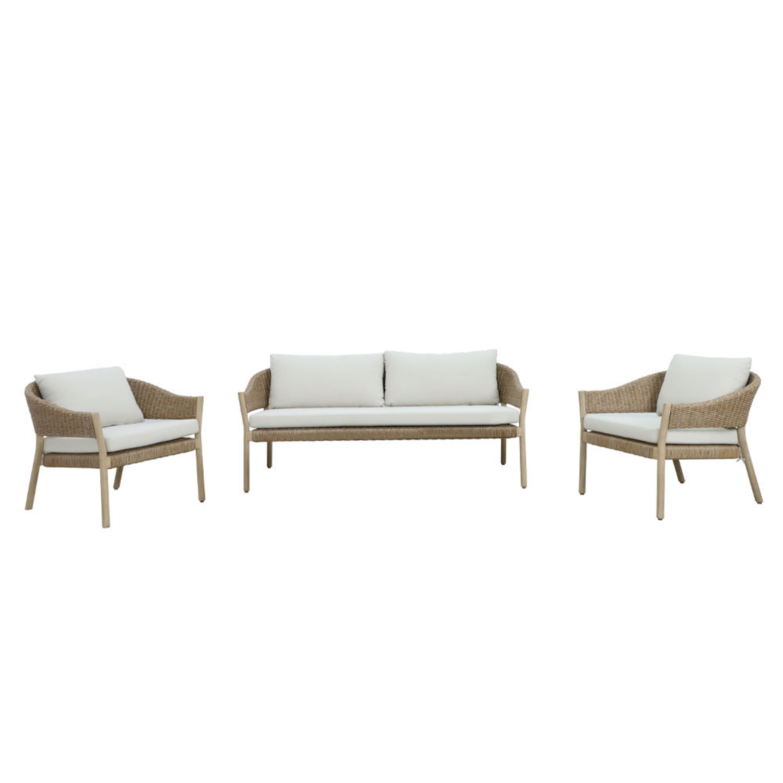 SUMATRA LOUNGE SET 1+2 WOOD EUCALYPTUS NATURAL BEI