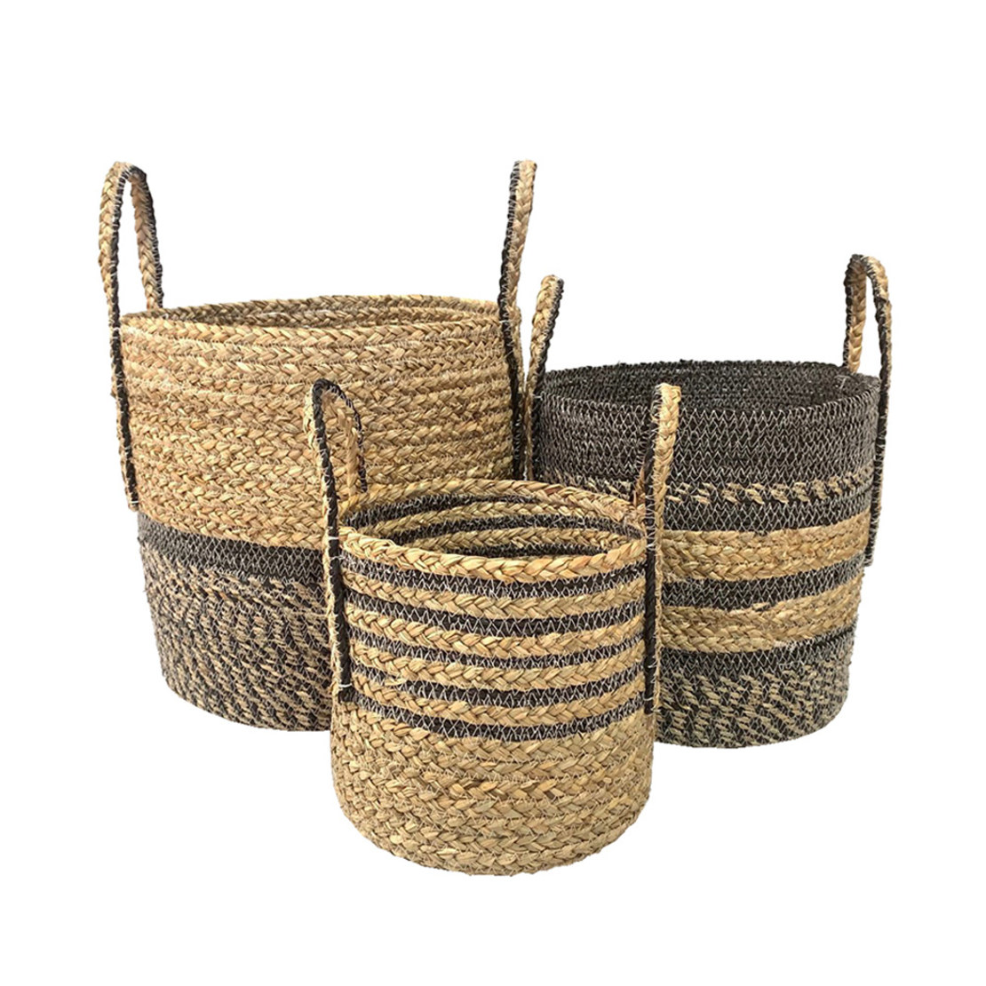 JABBAR BASKET SET 3PCS HYACINTH NATURAL BLACK 34x3