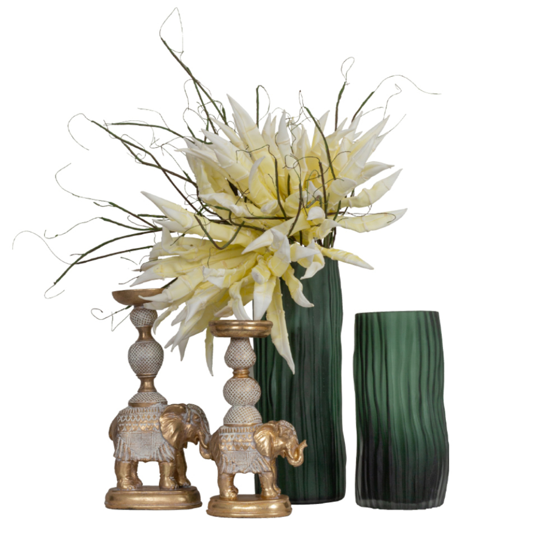 ELEPHAS 1 CANDLE HOLDER POLYRESIN GOLD WHITE 14,8x