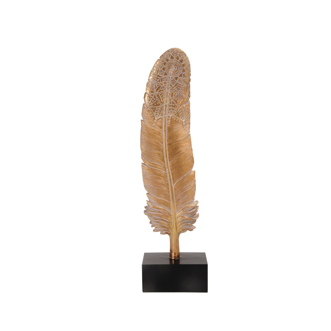 GALAM DECO FEATHER POLYRESIN GOLD 8x5xH29cm PRC