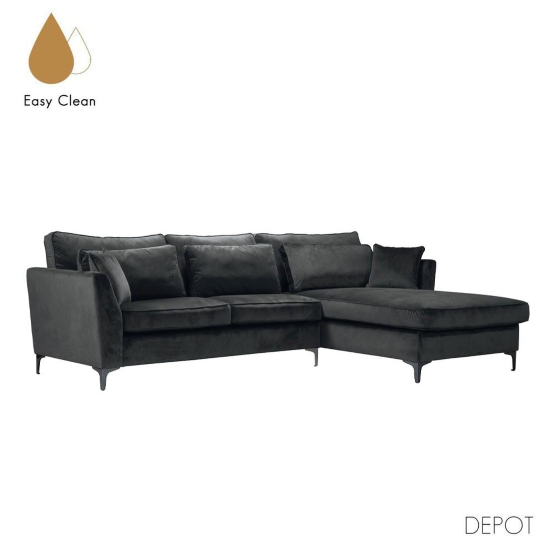FOREVER SOFA CORNER RIGHT EASY CLEAN FABRIC ANTHRACITE E1 EU