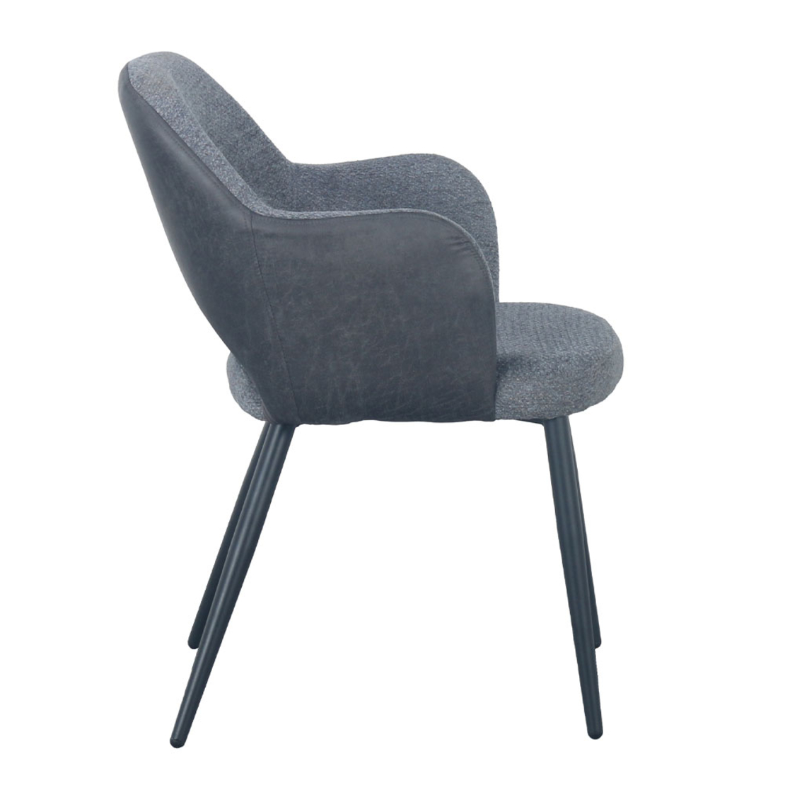ASCOT CHAIR EASY CLEAN FABRIC GREY DARK METAL BLACK E1 PRC
