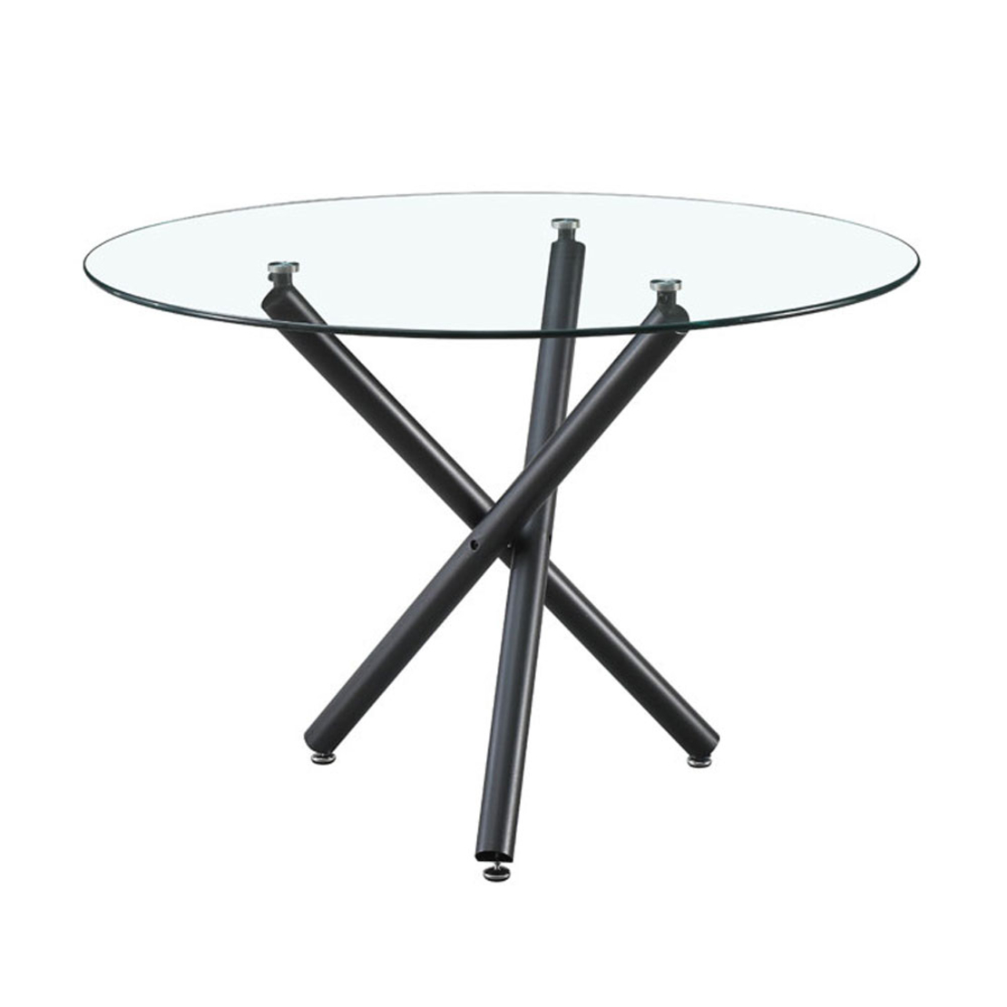 GEM TABLE TEMPERED GLASS TRANSPARENT METAL BLACK P