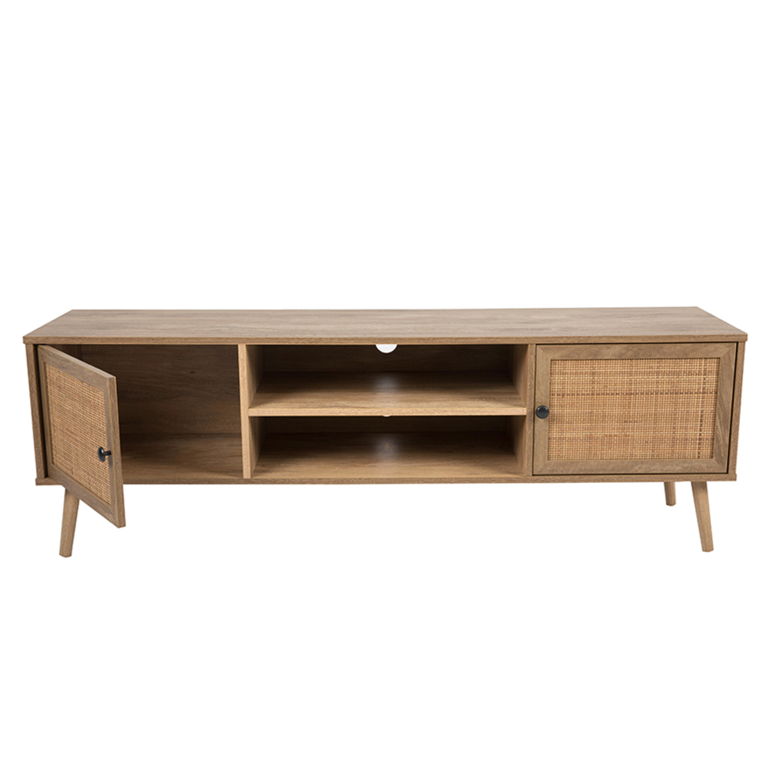 AMMOS TV STAND 2DOORS CHIPBOARD WITH MELAMINE CARTA NATURAL WITH RATTAN 150x39xH49cm E1 PRC