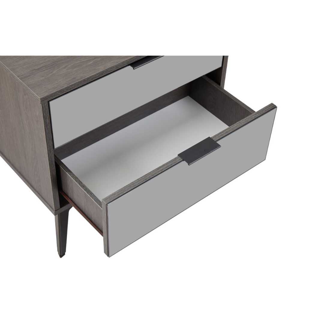 SPECCHIO NIGHTSTAND 2DRAWERS MELAMINE BLACK OAK MELAMINE MIRROR E1