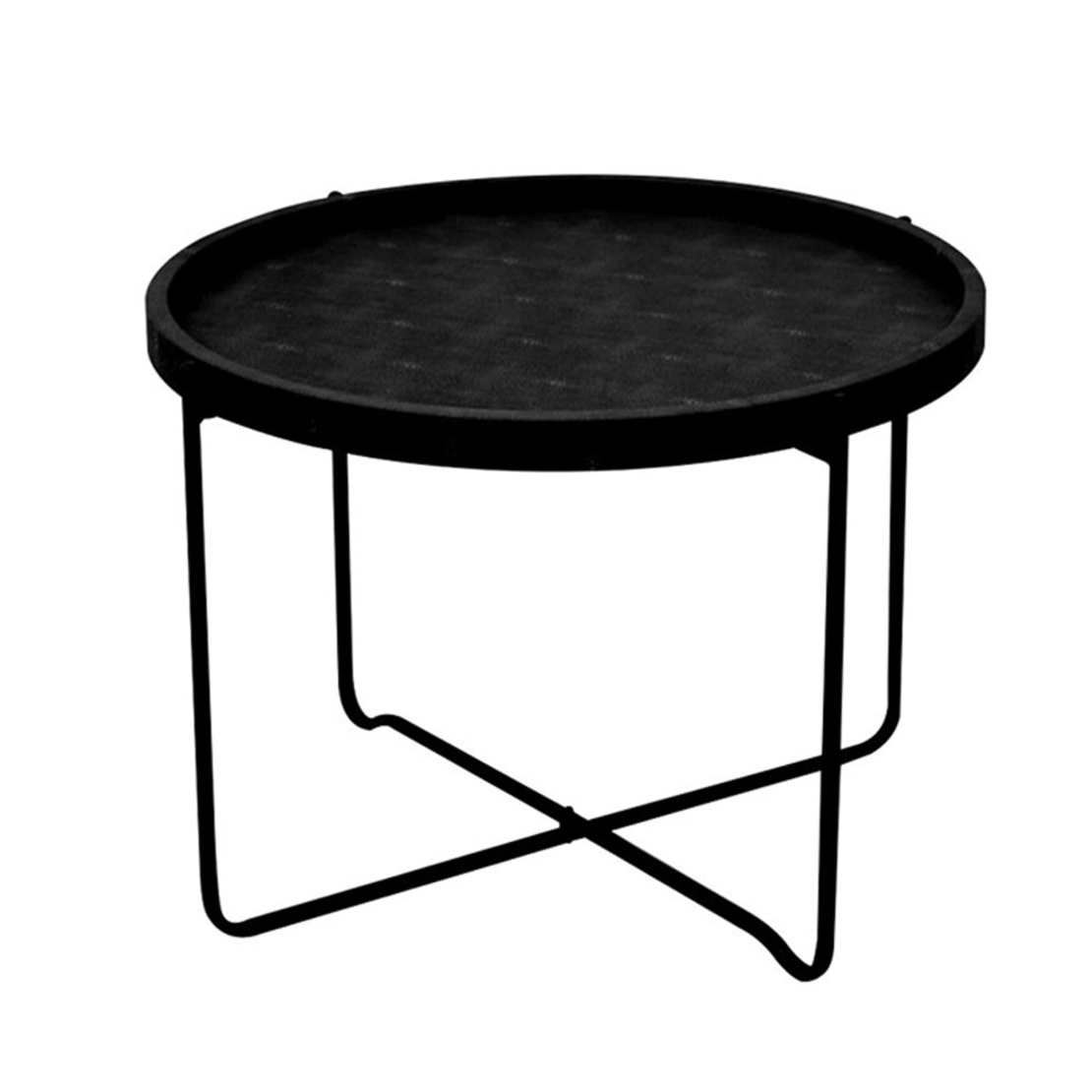 OXFORD COFFEE TABLE FABRIC BLACK METAL BLACK 63x63xH42cm E1 PRC