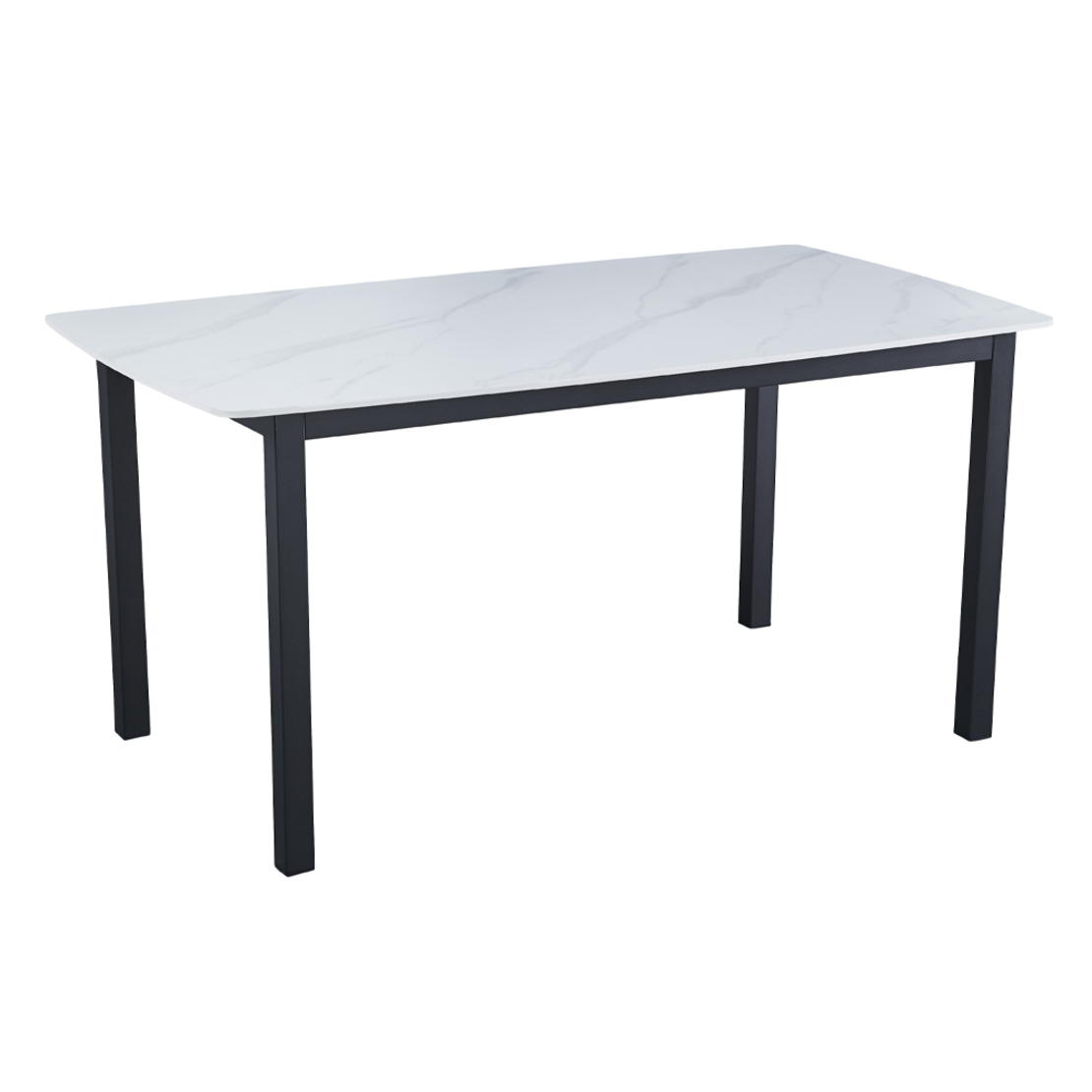 PLUTO TABLE CERAMIC WHITE WITH MARBLE PATTERN METAL BLACK PRC