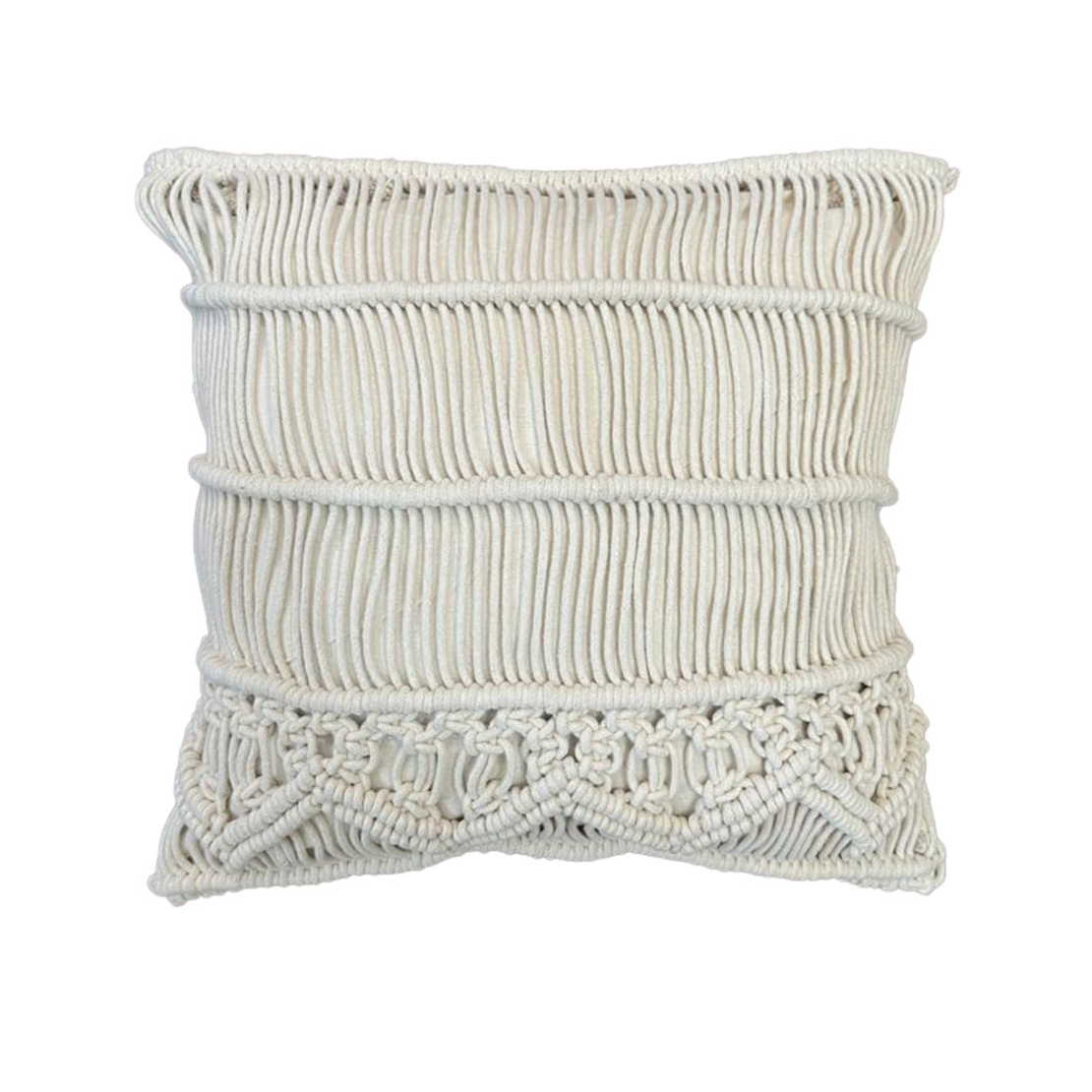 HARSHA DECOR CUSHION MACRAME COTTON FABRIC IVORY 4