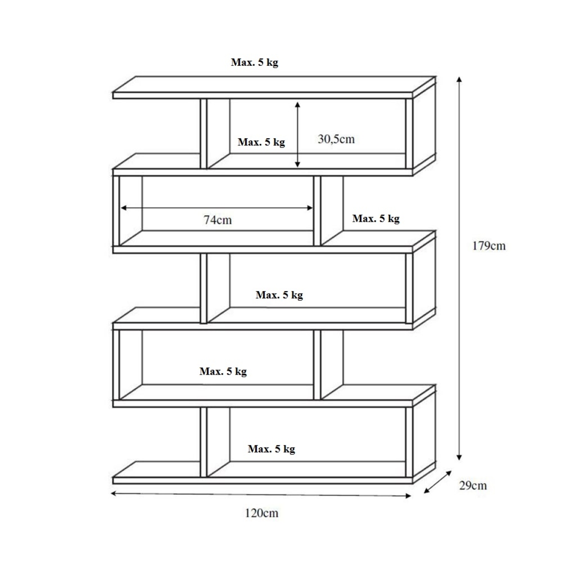 SYSTEM BOOKCASE HONEYCOMB SONOMA 120x29xH179cm E1 PRC