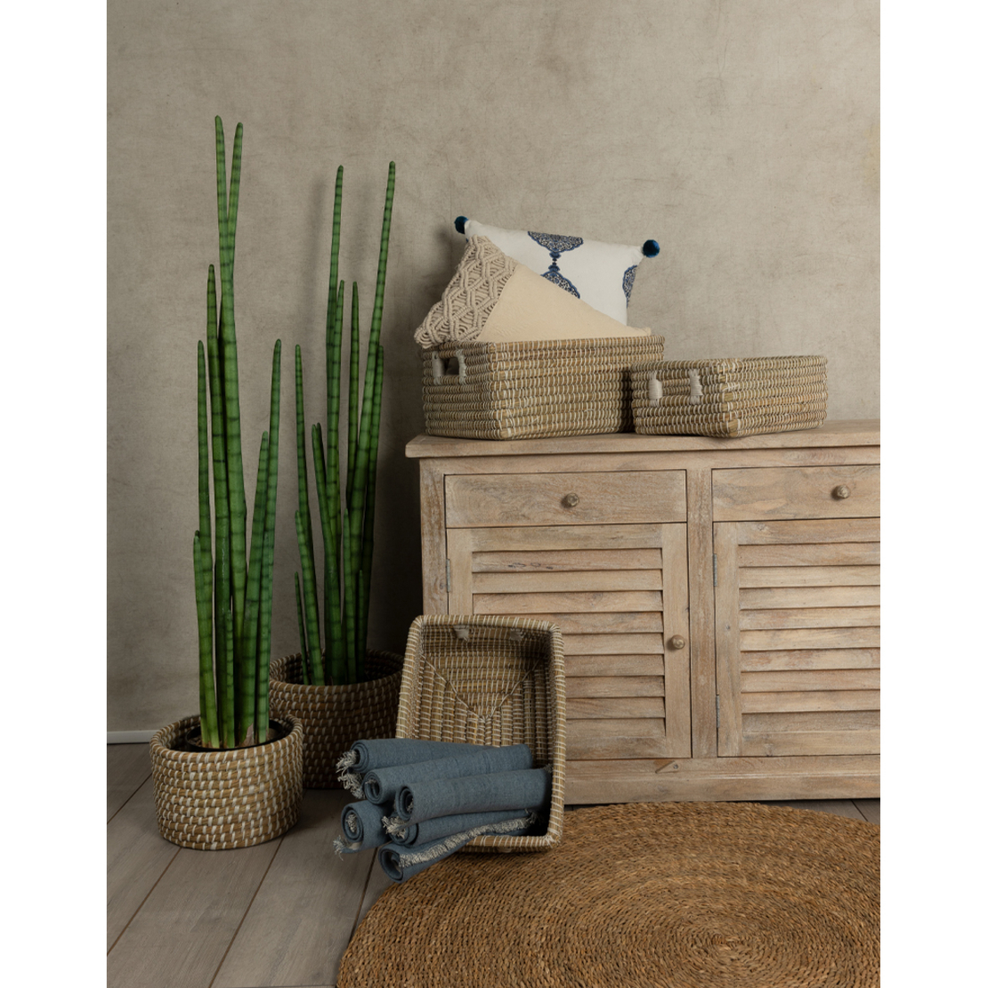 NILE BASKET SET 3PCS KANSGRASS PVC NATURAL WHITE 4