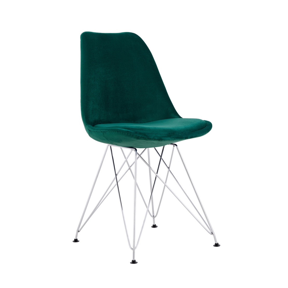 CROWN CHAIR FABRIC GREEN METAL CHROME PRC