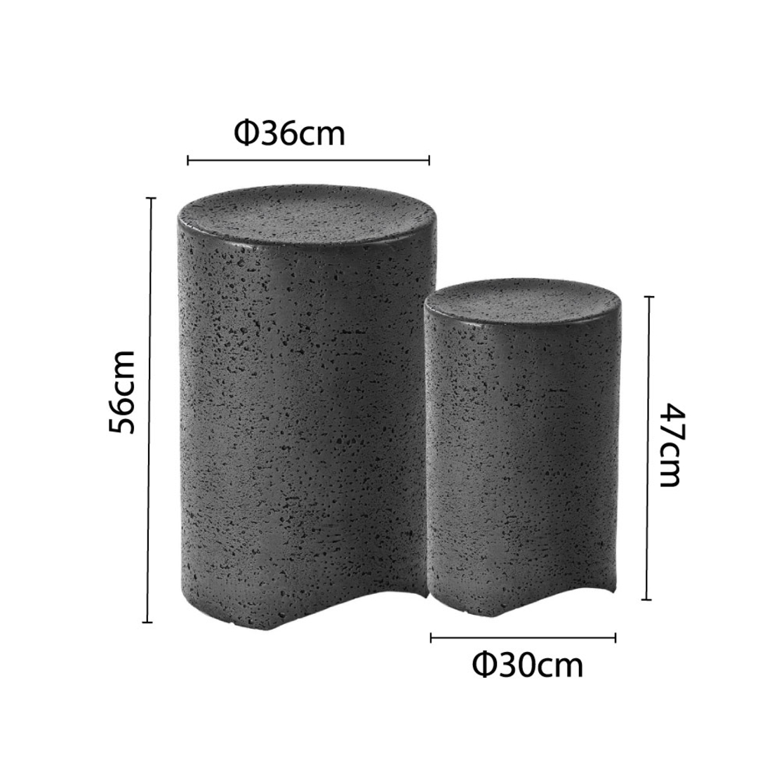 ROLE SIDE TABLE SET 2PCS ANTHRACITE 36x36xH56cm PR