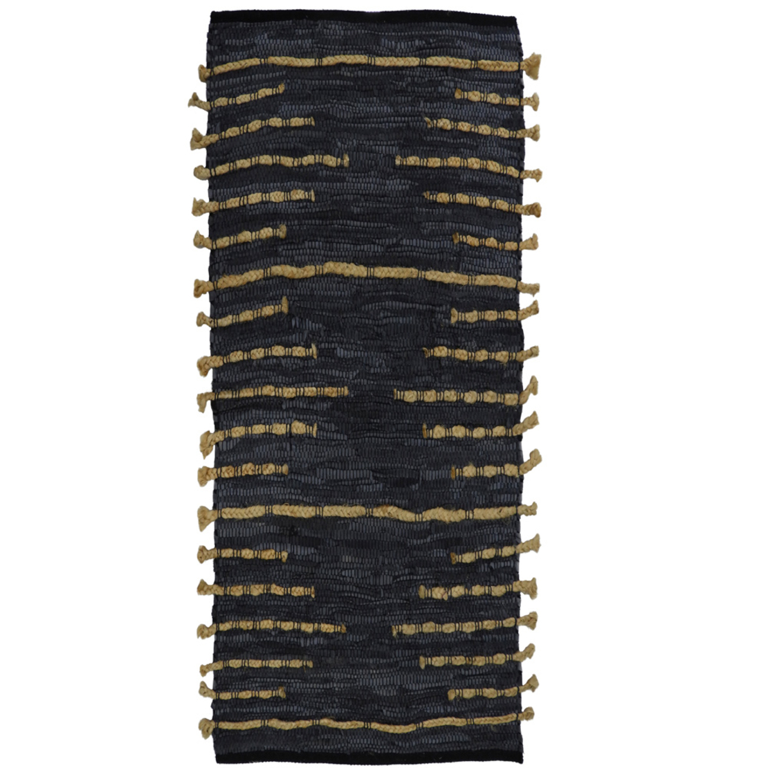 EDJE CARPET LEATHER JUTE BLACK BEIGE 70x150cm IN