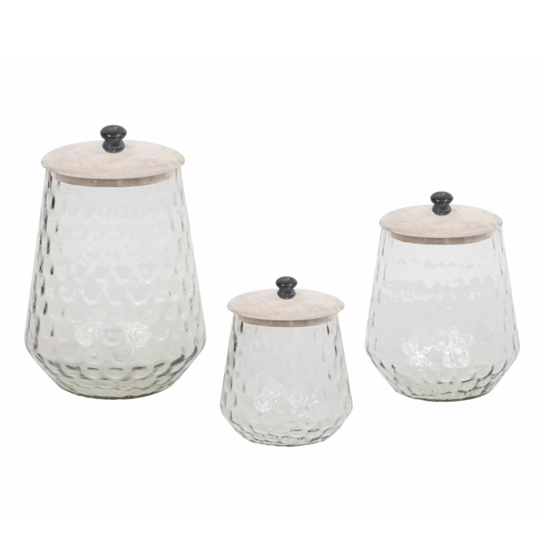 SCHERA STORAGE JAR WITH LID GLASS WOOD WHITE WASHE