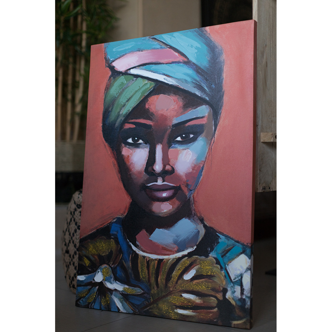 KENYA PAINTING CANVAS MULTICOLOR WOOD 60x90xH3cm P