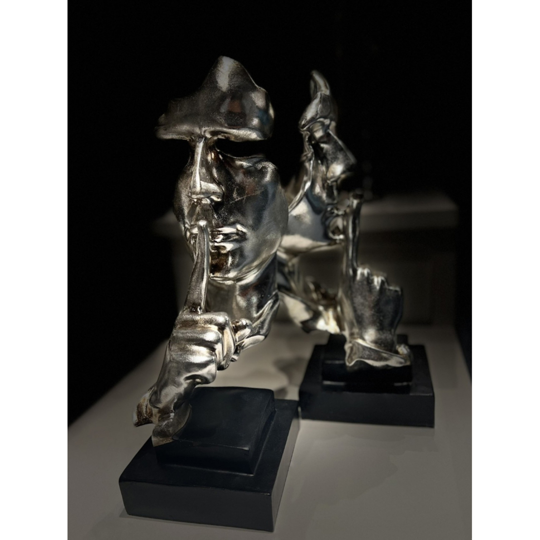 SILENT SILVER DECO SET 2PCS POLYRESIN SILVER BLACK