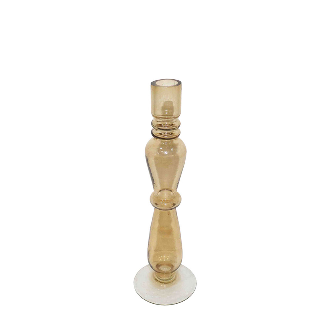 BALLON CANDLE HOLDER GLASS HONEY D8xH27cm IN