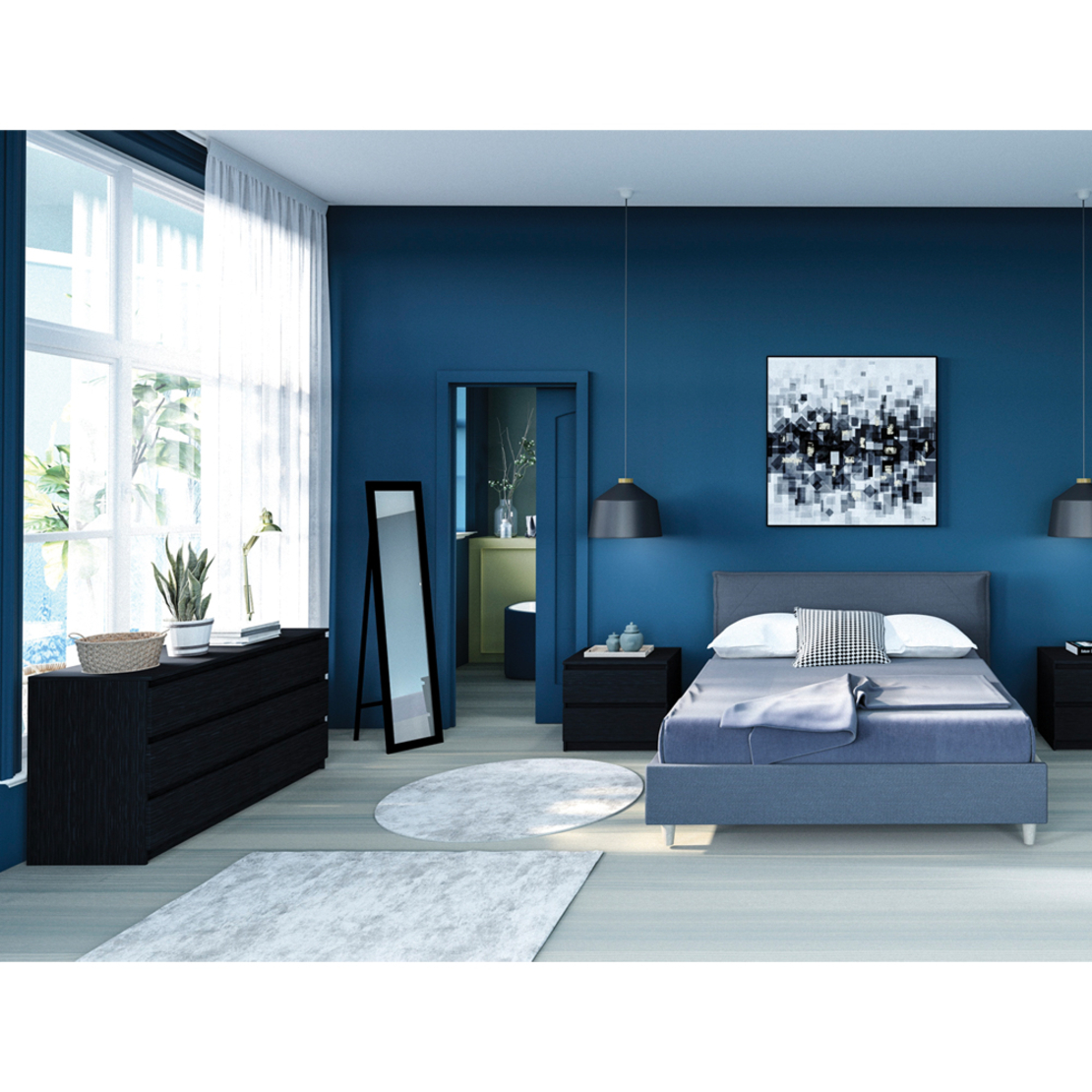 SIMPLE MIRROR STANDING WOOD PAULOWNIA BLACK 45x4,6xH146cm E1 PRC