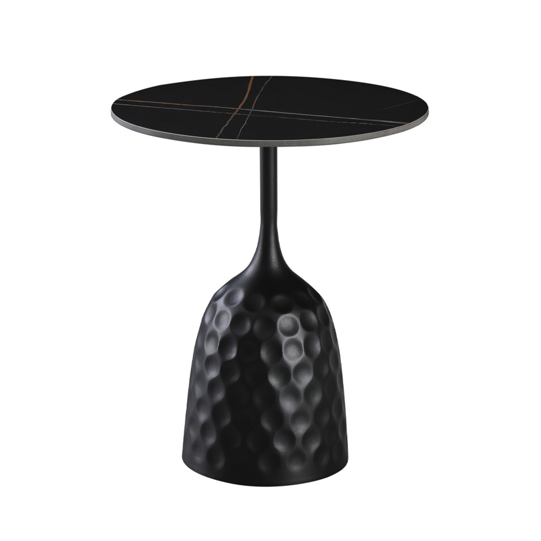 VOLCANO SIDE TABLE CERAMIC BLACK WITH MARBLE PATTE