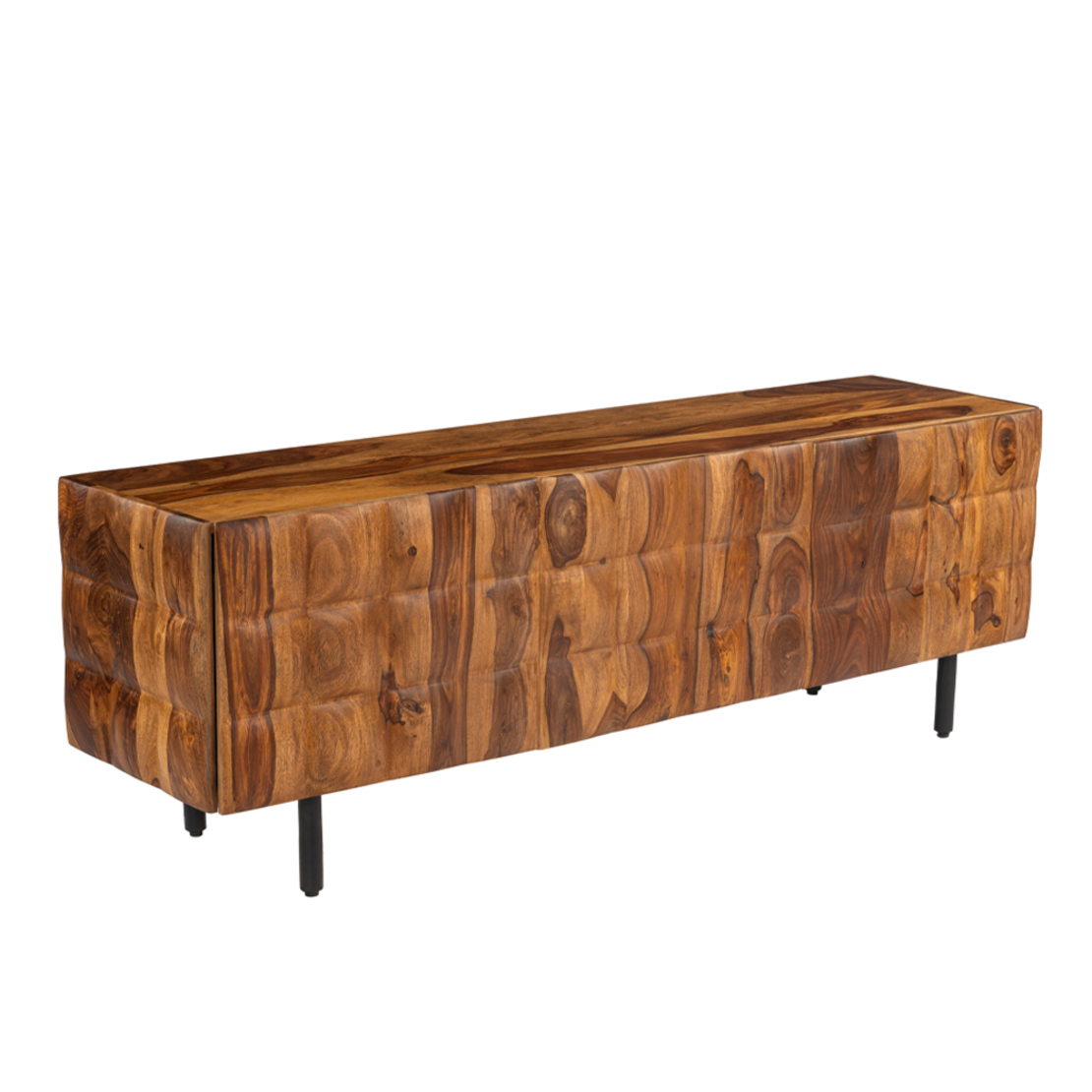 CHOCOLAT TV STAND 2DOORS WOOD SHEESHAM WALNUT WOOD ACACIA BLACK 162x42x54 IN