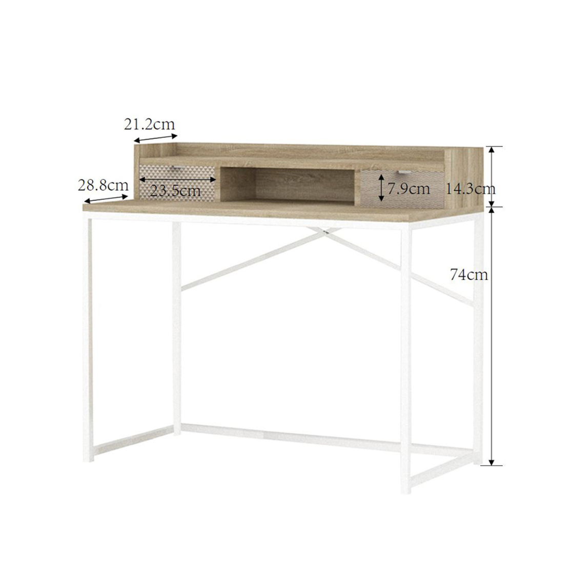 NAK DESK 2DRAWERS CHIPBOARD WITH MELAMINE CARTA SONOMA WITH PATTERN 100x50xH88,5cm E1 PRC