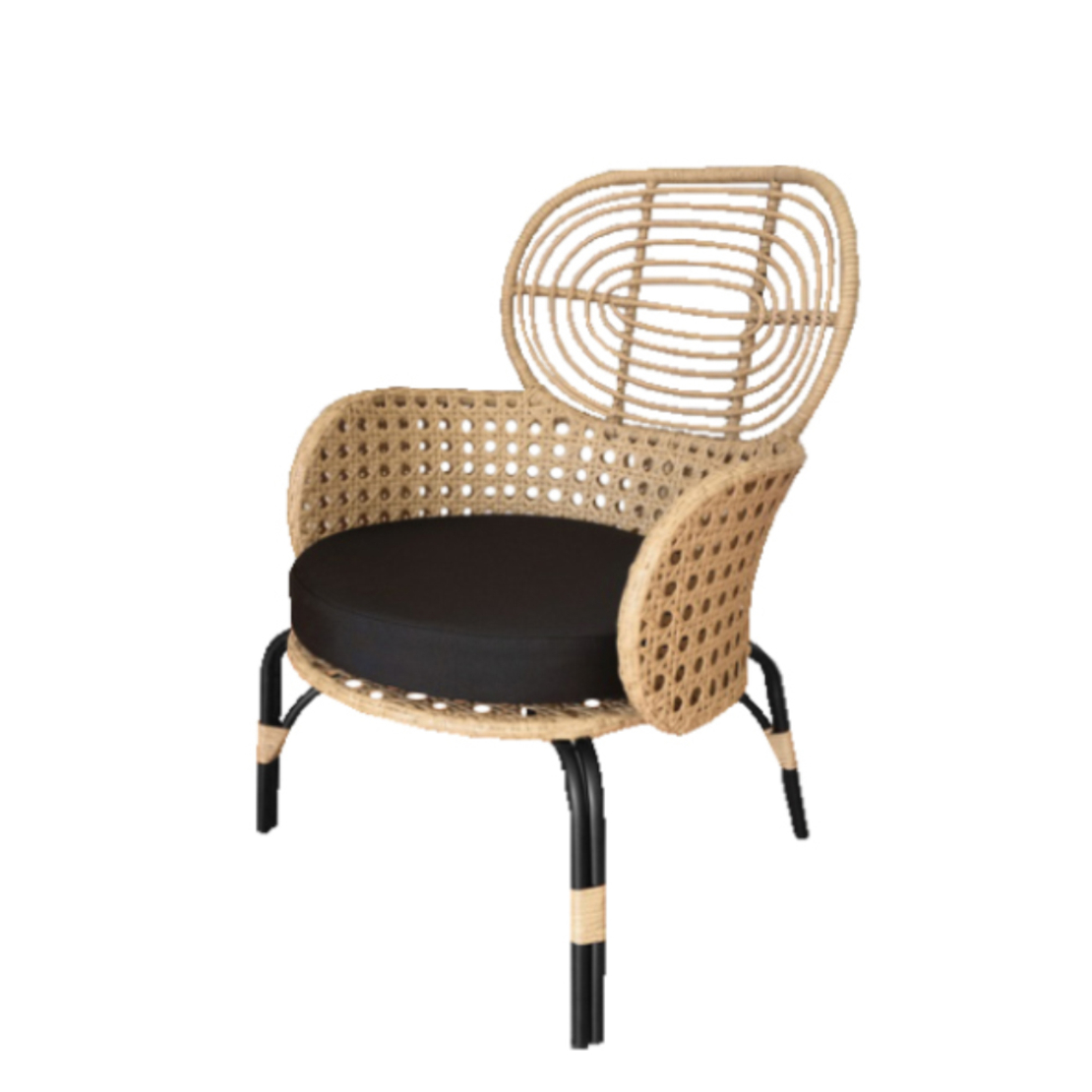 LOOM ARMCHAIR PE WOVEN NATURAL BLACK 65x69xH94cm PRC