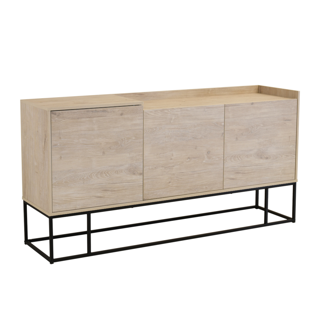 HILTON SIDEBOARD CHIPBOARD WITH MELAMINE CARTA SONOMA DECAPE METAL BLACK 160x39,5xH80cm E1 PRC