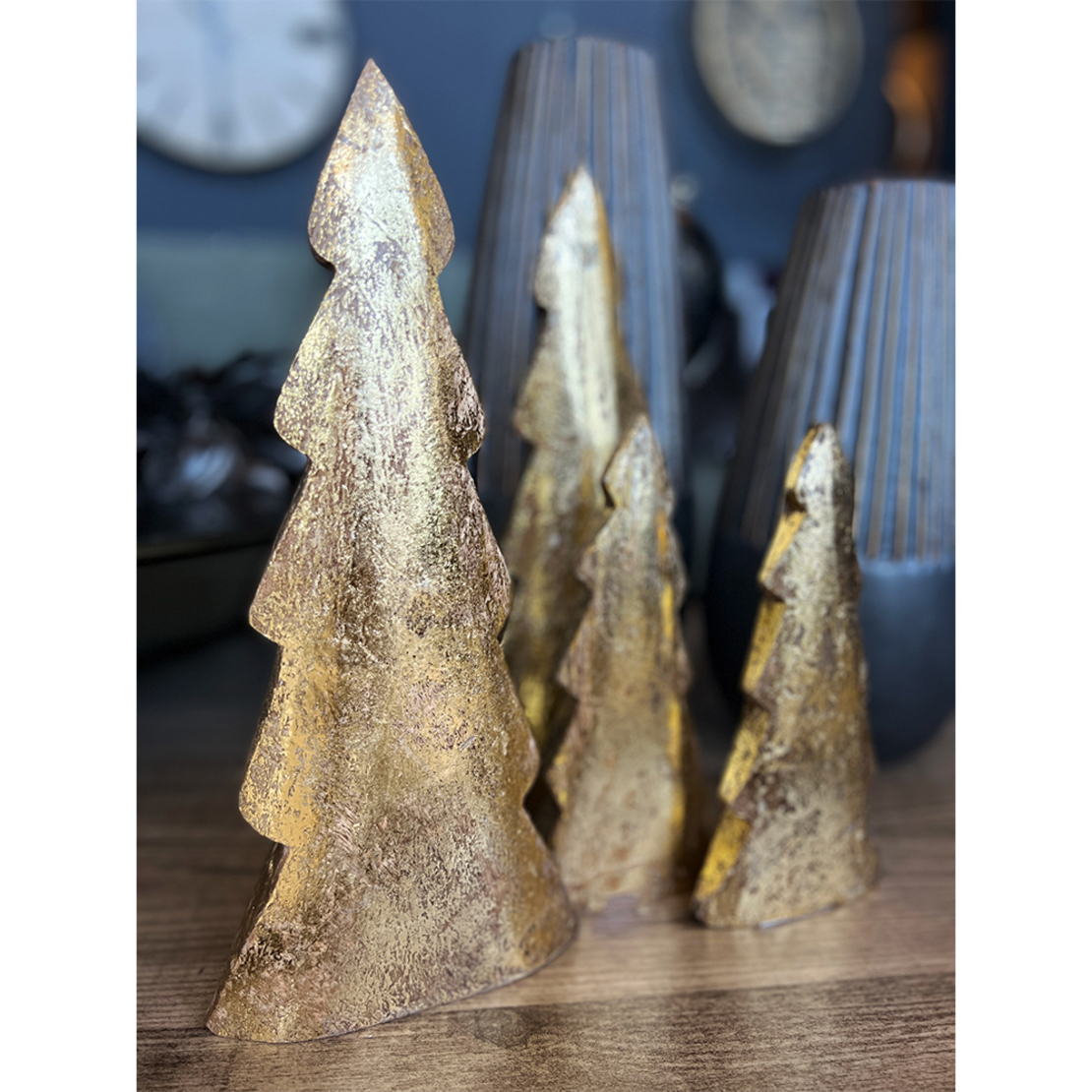 XMAS ADVENT TREE WOOD MANGO GOLD 17x3xH40cm IN