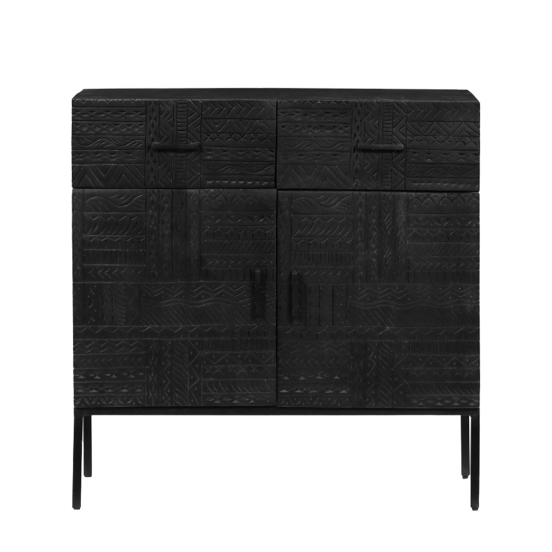 AZTEC COMMODE 2DOORS 2DRAWERS WOOD MANGO BLACK IN