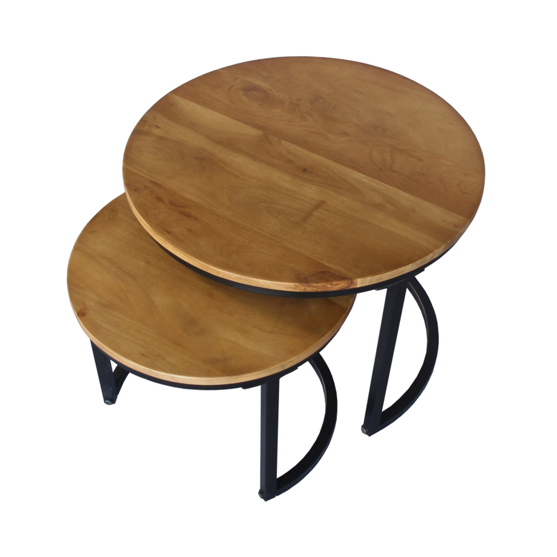 MATE COFFEE TABLE SET 2PCS WOOD ACACIA WALNUT METAL BLACK 54x54xH42cm IN