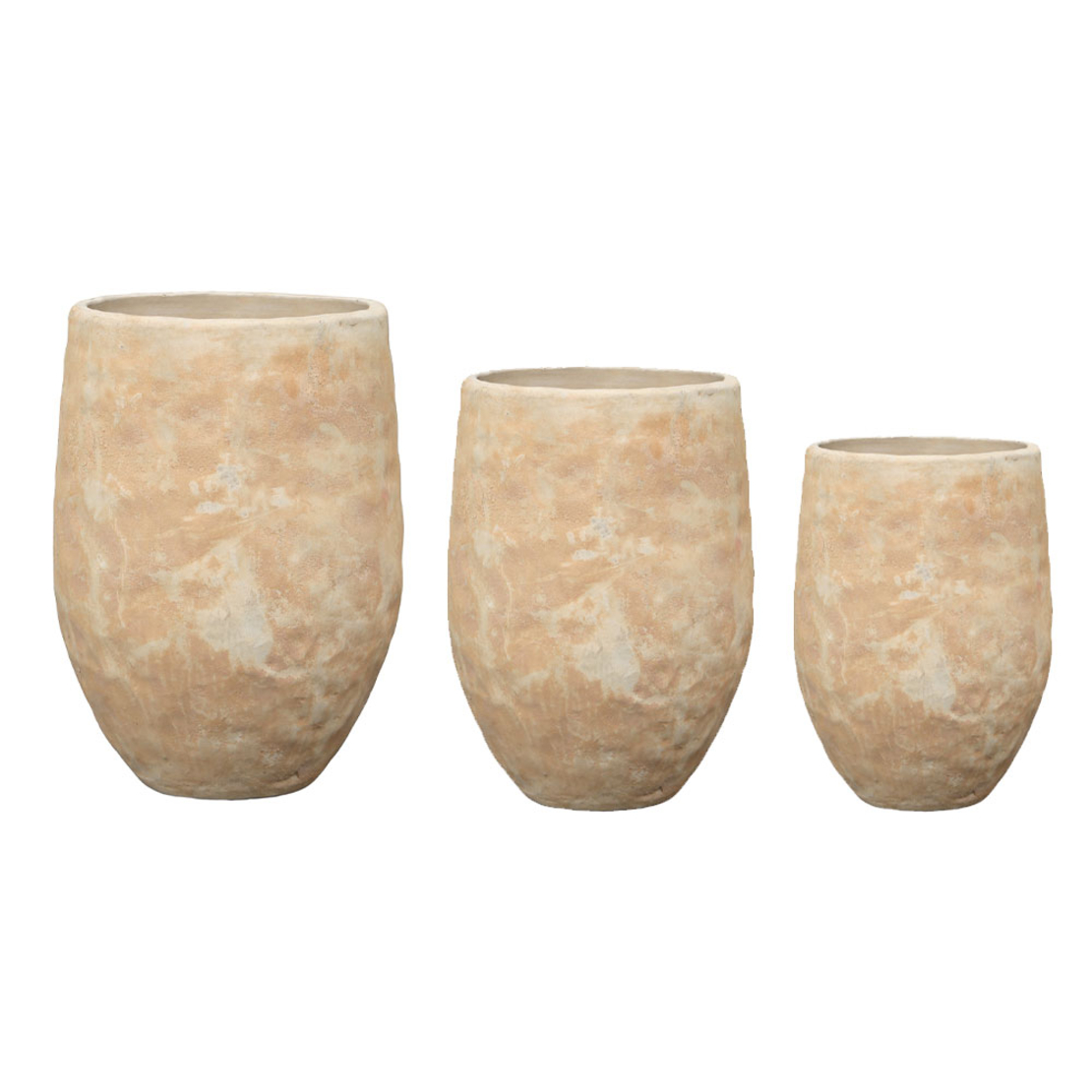 PORTER PLANTER SET 3PCS CERAMIC BEIGE 42x42xH58cm