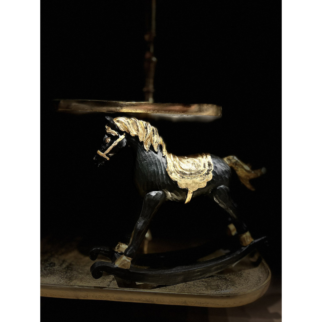 ASTRAH DECO HORSE POLYRESIN BLACK GOLD 17,4x5,4xH2