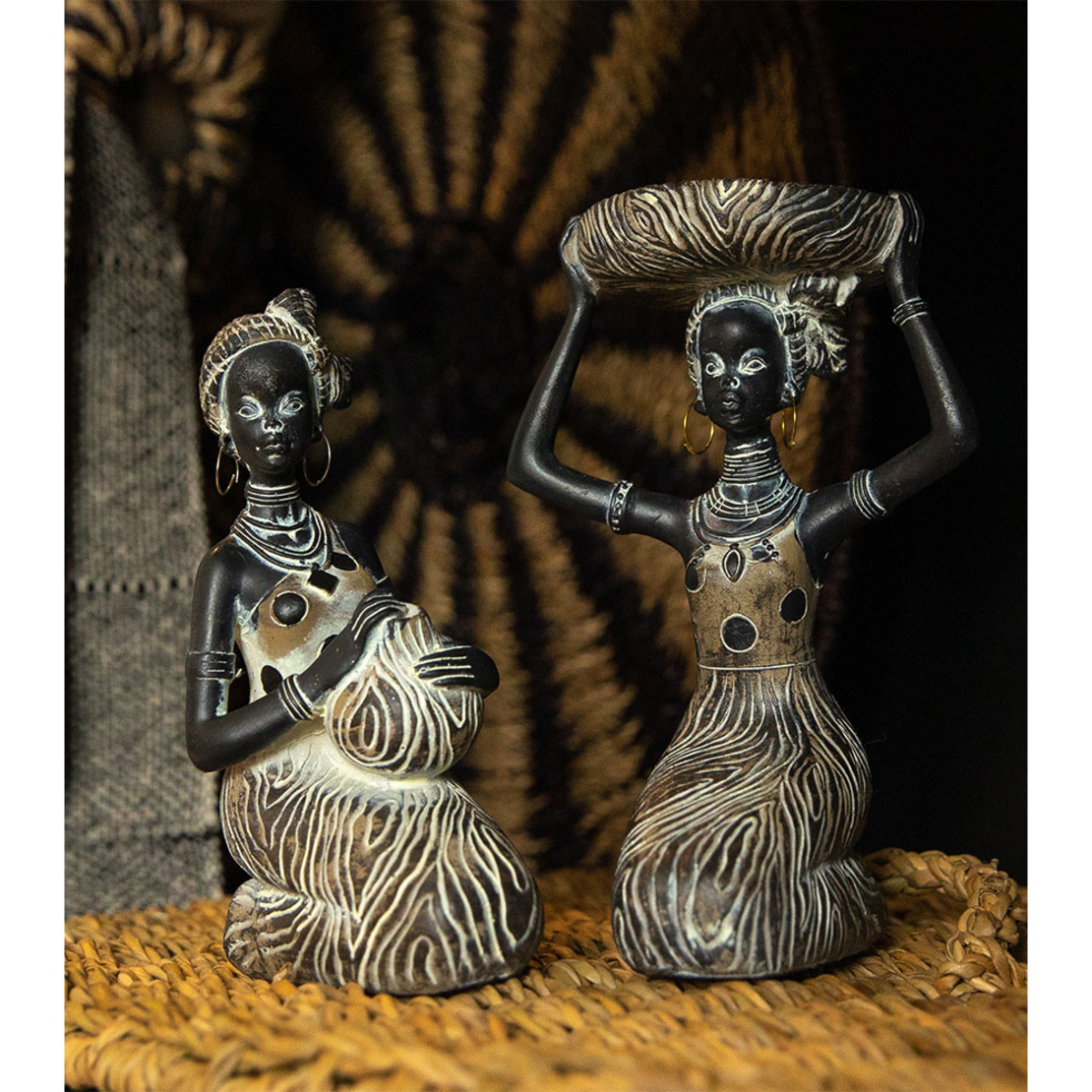 RABIA 1 DECO FIGURE POLYRESIN BLACK BROWN WHITE 13