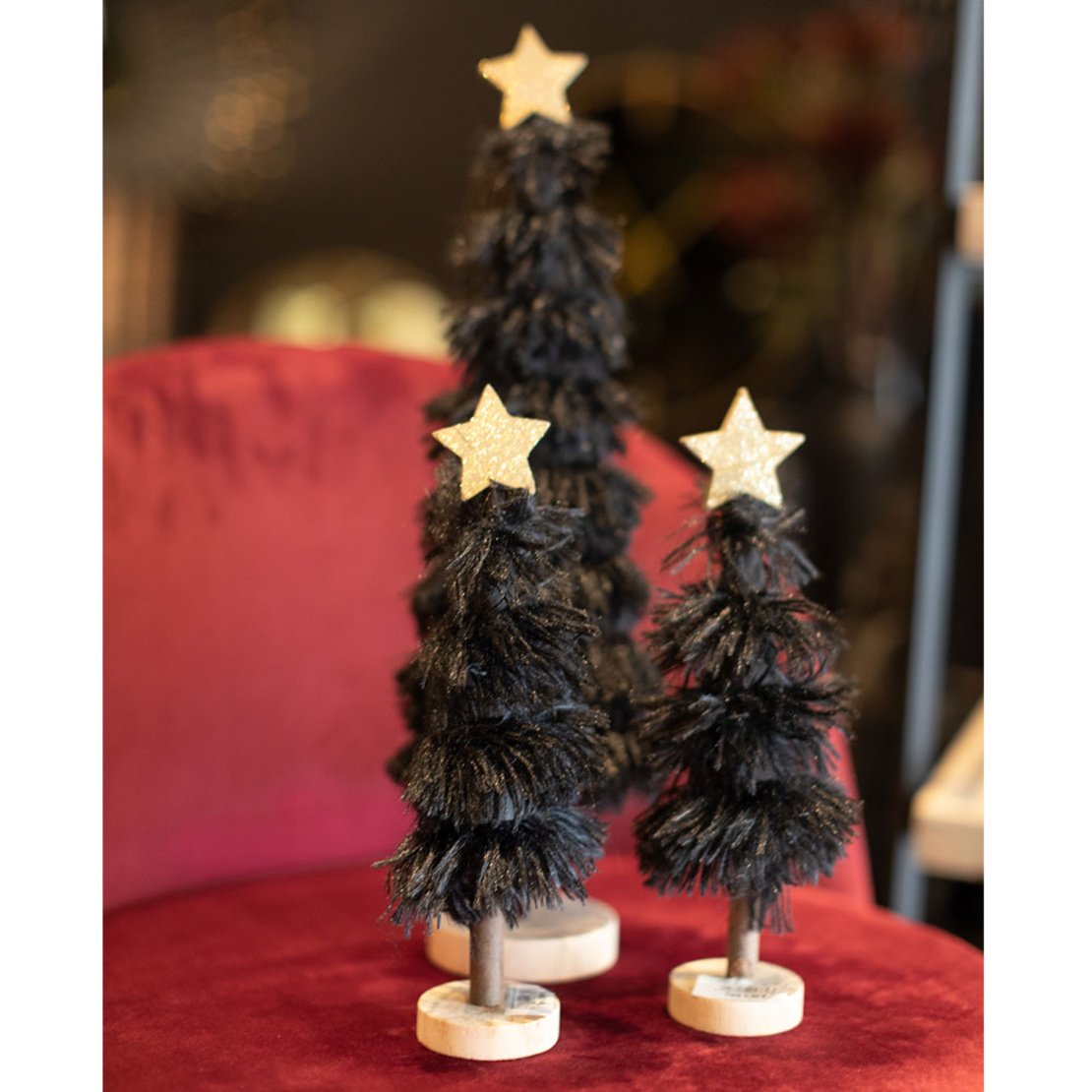 XMAS FUZZY TREE PINEWOOD BLACK D9xH33,5cm PRC