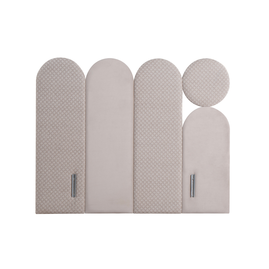 ABSTRACT BED WITH STORAGE (FOR MATTRESS 160x200cm) CHENILLE BEIGE WITH PATTERN E1 TR