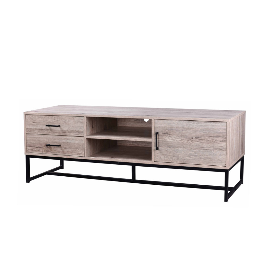NATURE TV STAND CHIPBOARD WITH MELAMINE CARTA OAK METAL BLACK 160x40xH50cm E1 PRC
