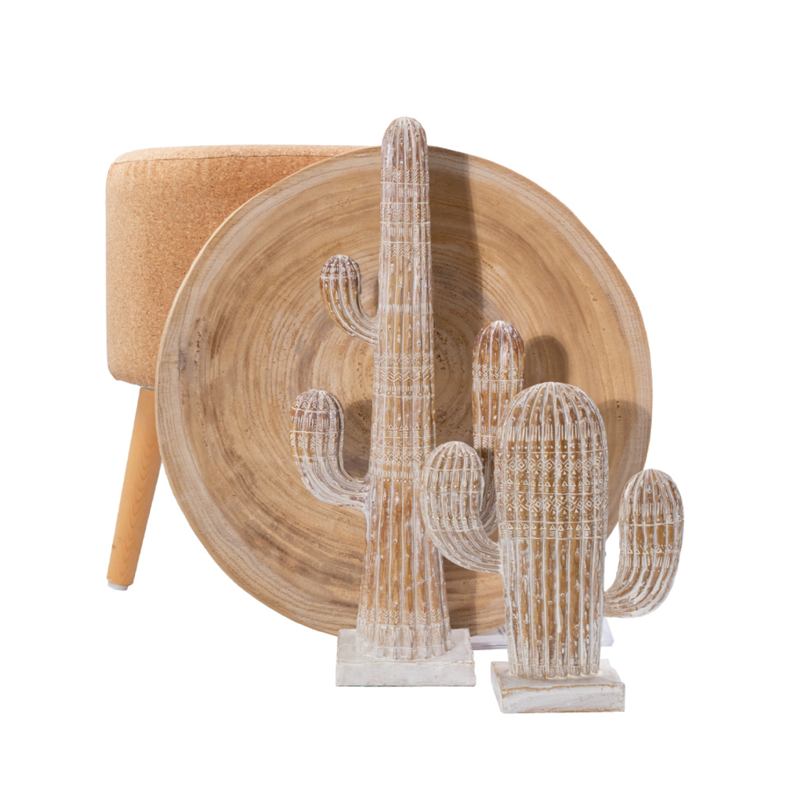 ARIANE 1 DECO CACTUS POLYRESIN NATURAL WHITE 19x6x
