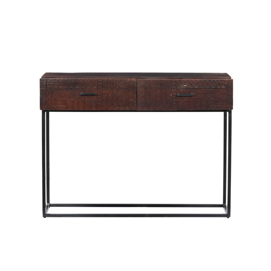 AZTEC CONSOLE 2DRAWERS WOOD MANGO BROWN DARK BLACK 120x35xH90cm IN
