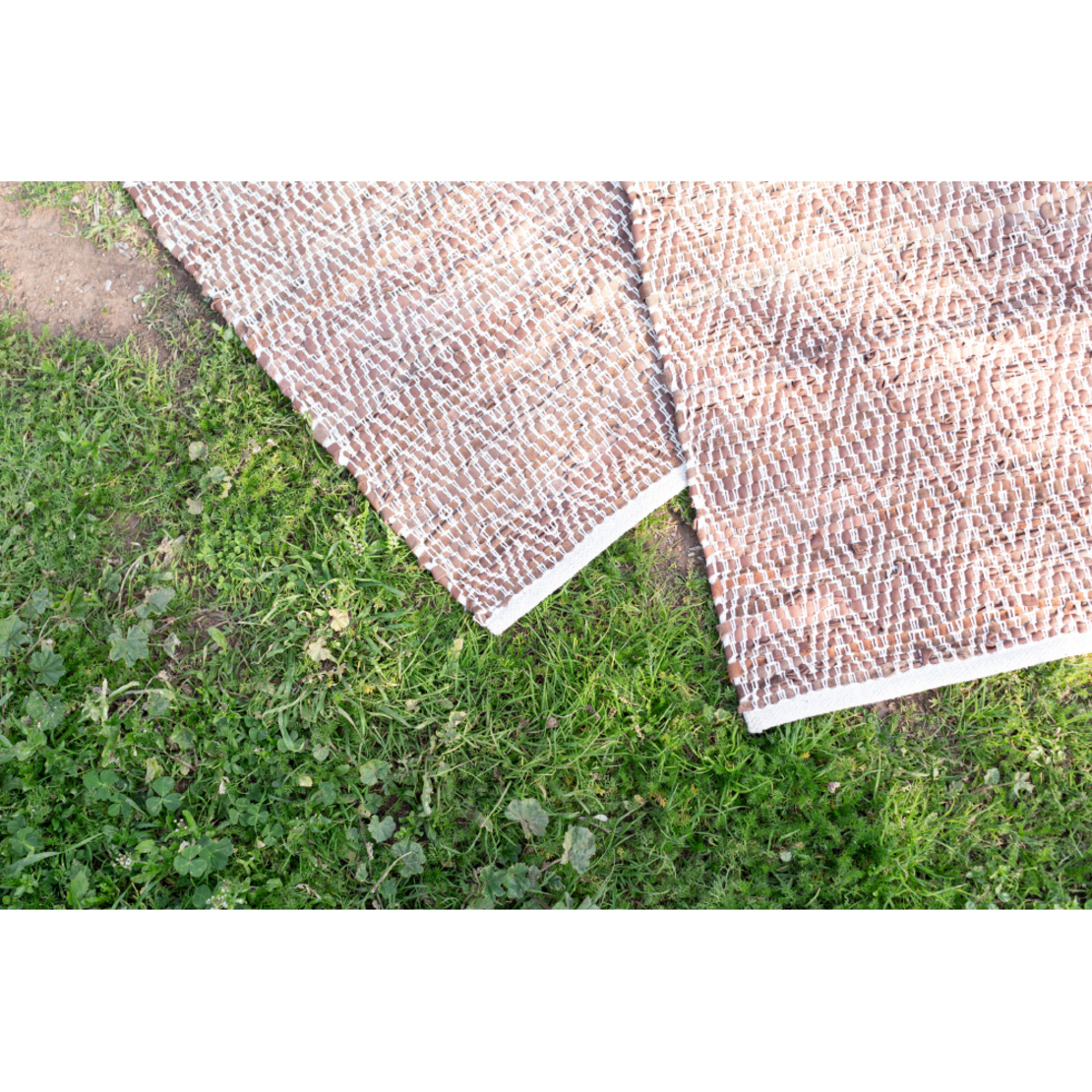ROMBO CARPET LEATHER BROWN BEIGE 70x150cm IN