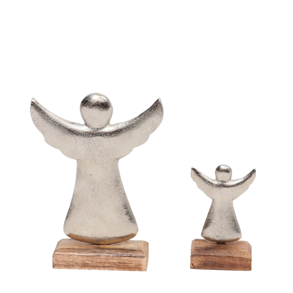 XMAS HOLLY ANGEL ALUMINIUM WOOD MANGO SILVER NATUR