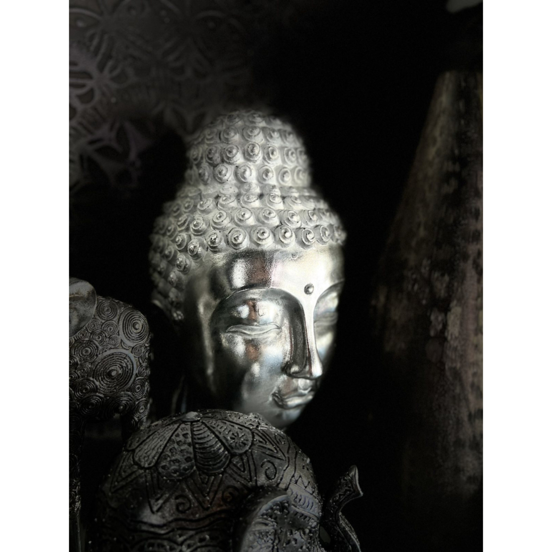 BUDAI DECO BUDDHA POLYRESIN SILVER 17,5x19xH41,5cm